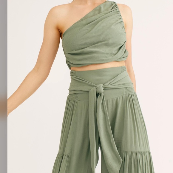 Free People Maggie Co Ord Palermo Set Pants One Shoulder Cropped Top XS